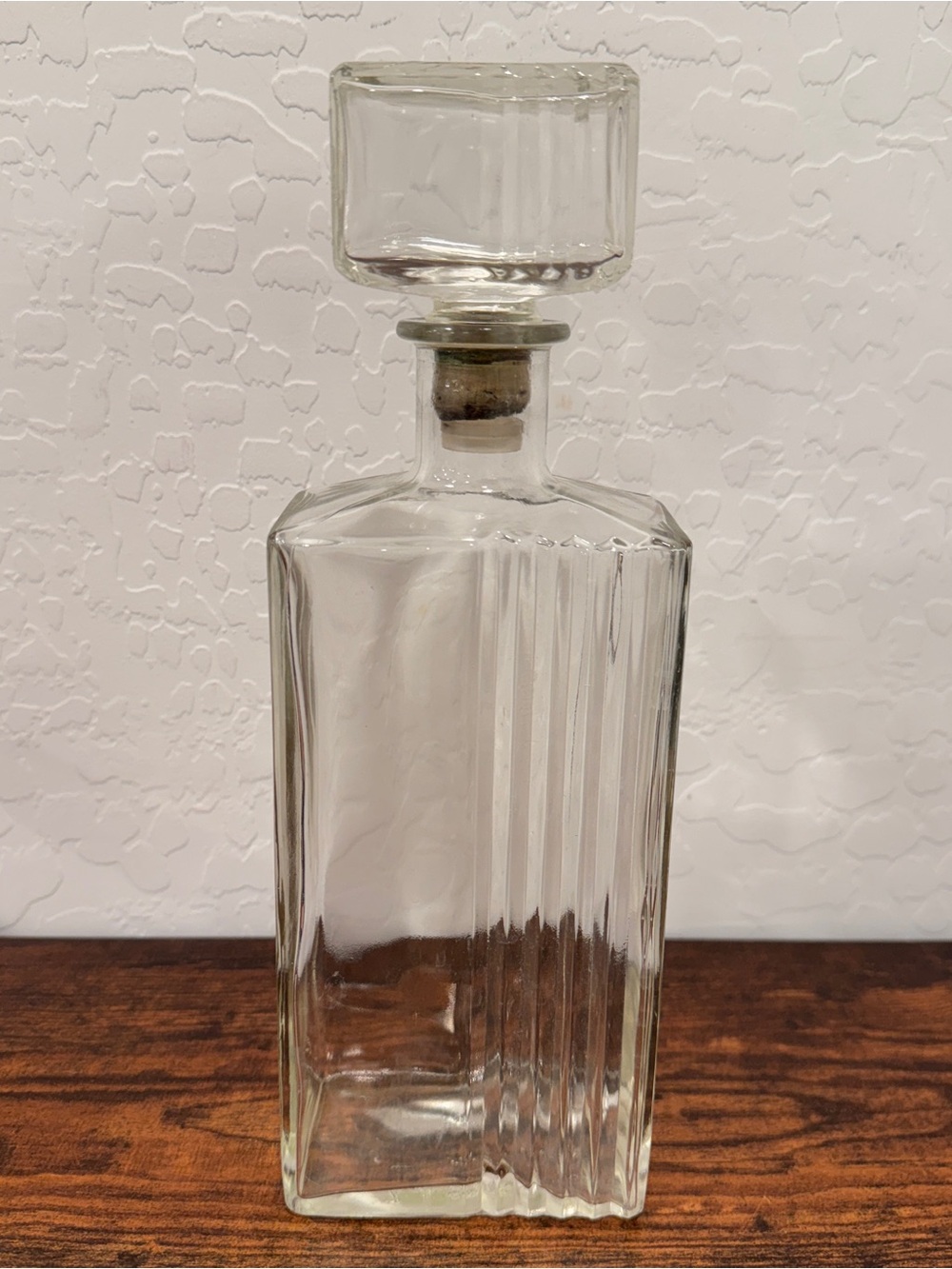 Vintage Seagrams Whiskey Clear Glass Decanter Ribbed Detail Clear Bar Cart MCM